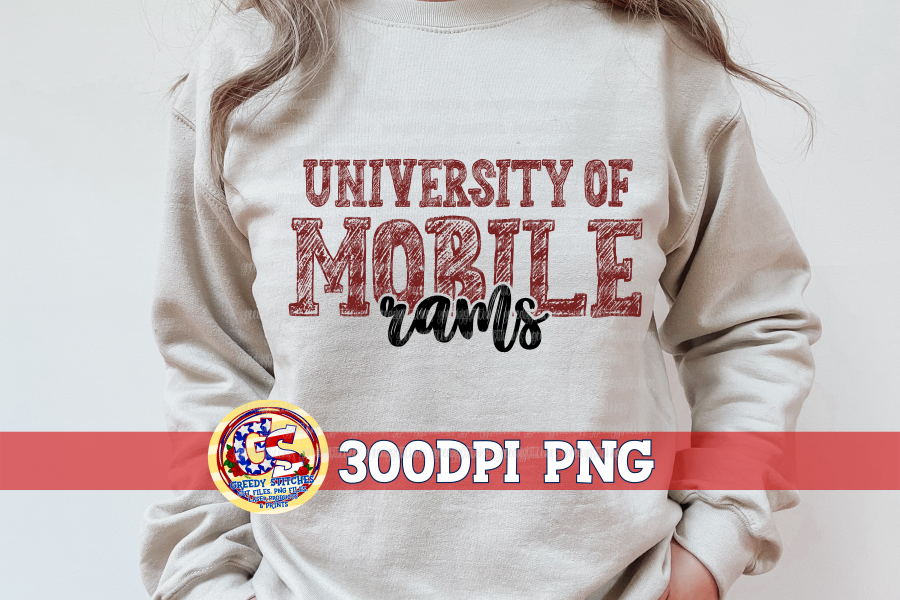 University of Mobile Rams Scribble PNG for Sublimation