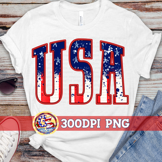 Faux Embroidery USA PNG