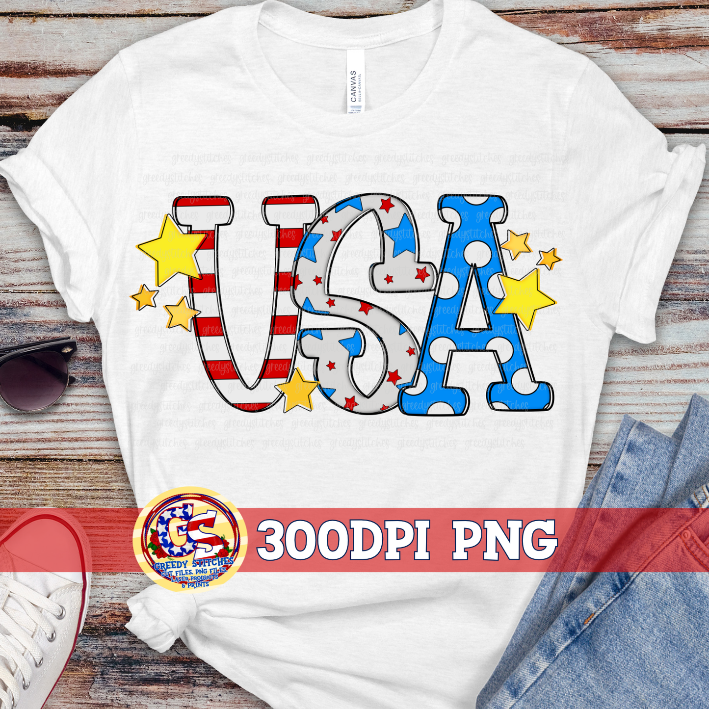 USA Doodle Letters PNG