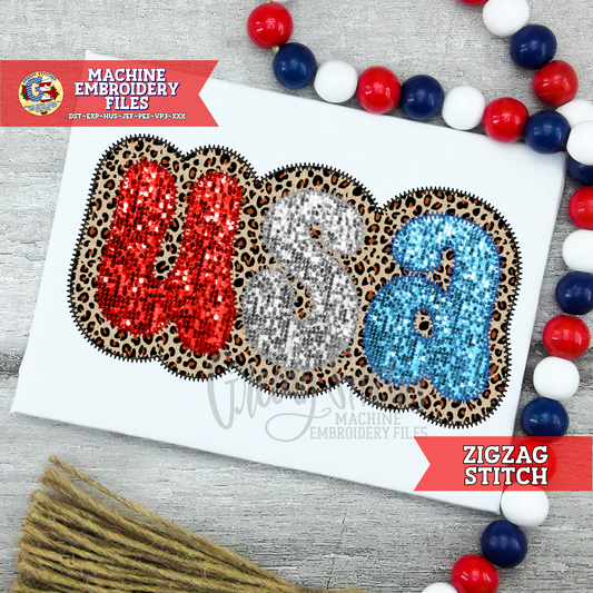Groovy USA Double Applique Zig Zag Stitch Machine Embroidery Design