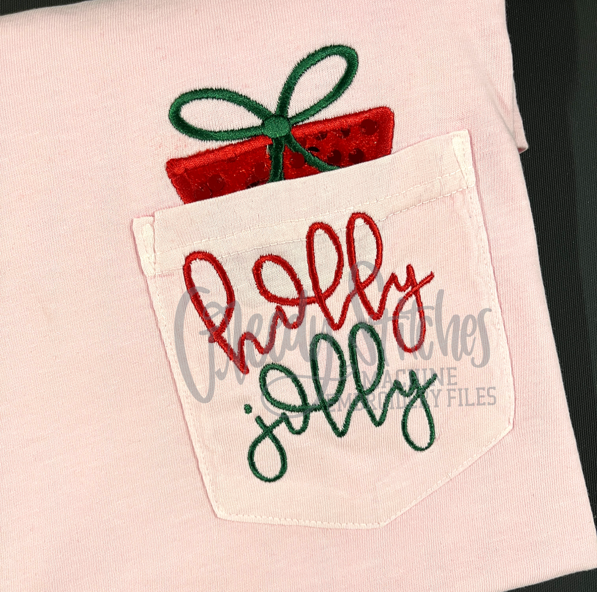 Christmas Gift Pocket Peeker Applique Machine Embroidery Design
