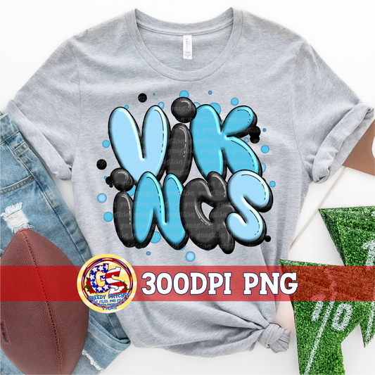 Vikings Graffiti PNG - Columbia Blue Black