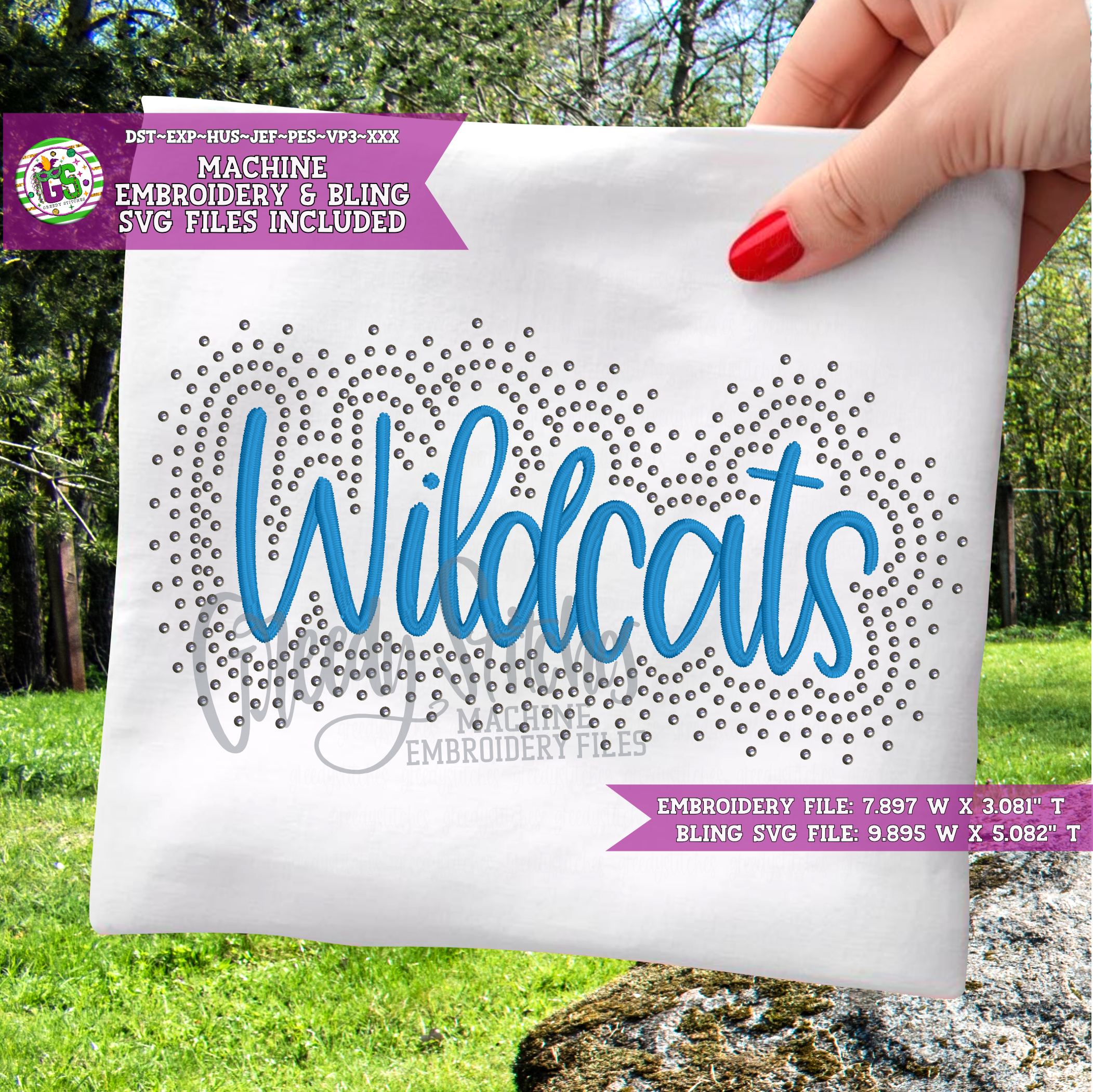 Wildcats Script Bling & Machine Embroidery Design – Greedy Stitches