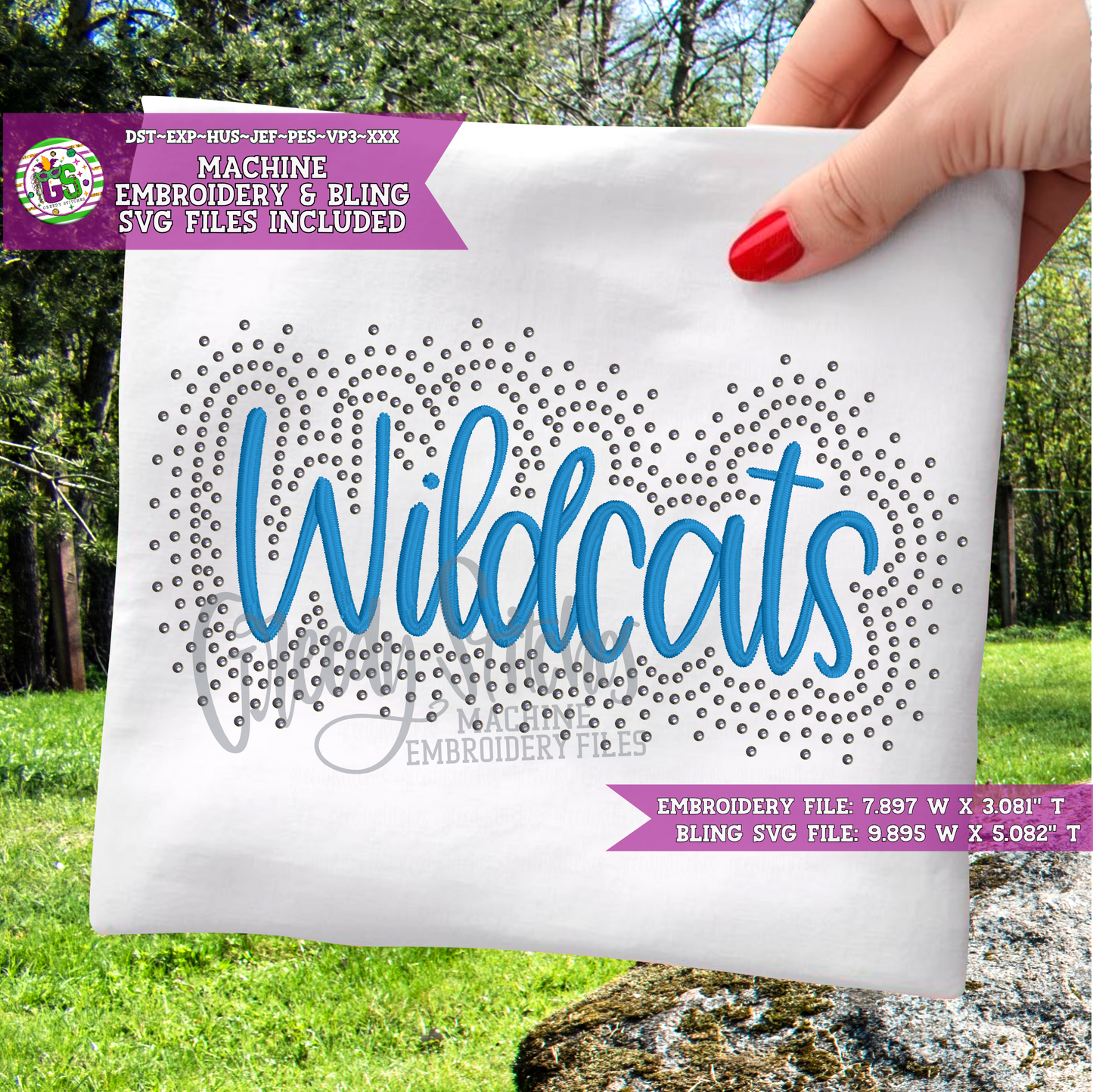 Wildcats Script Bling & Machine Embroidery Design