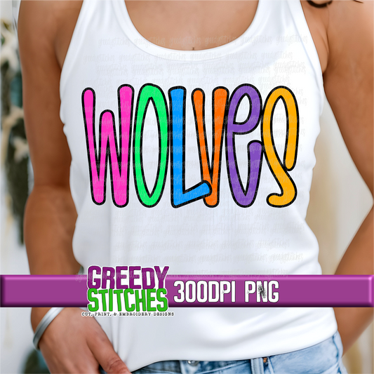 Neon Wolves PNG