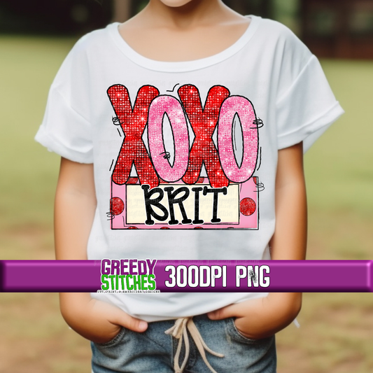 XOXO with Name Plate PNG - Valentine's Day