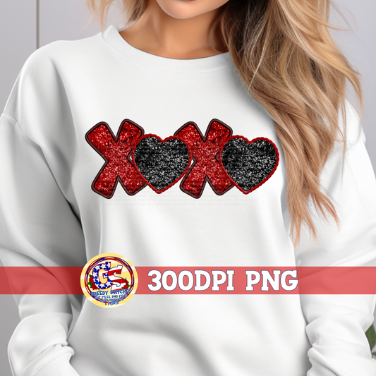 Valentine's Day XOXO Faux Embroidery Sequins PNG
