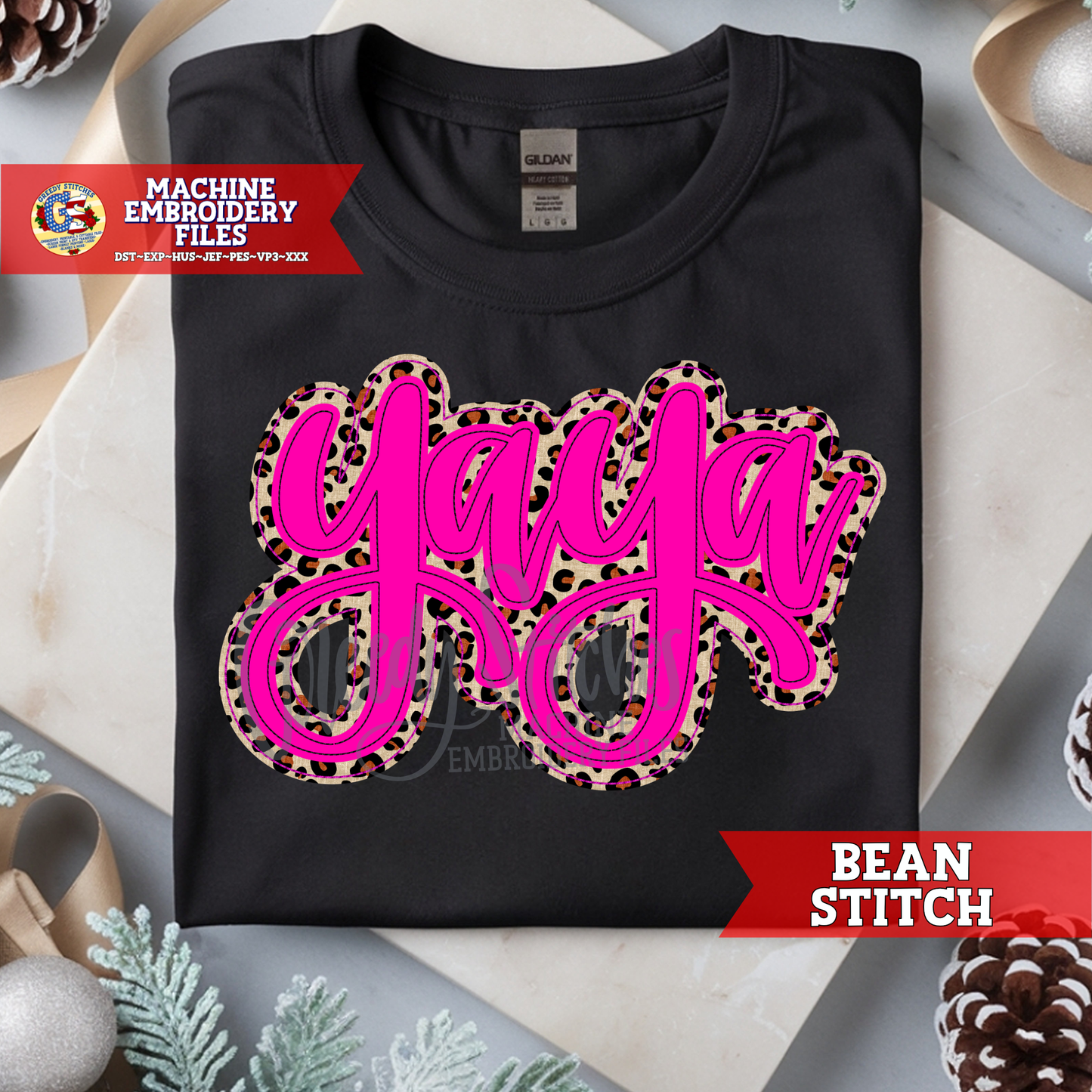 Yaya Bean Stitch Double Applique Machine Embroidery Design