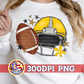 Yellow Football Helmet with Stars PNG for Sublimation