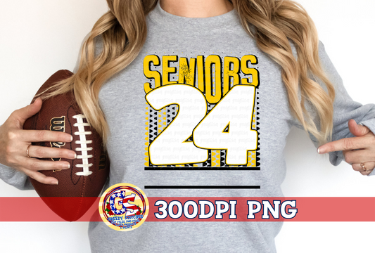 Seniors 24 Yellow Black PNG for Sublimation