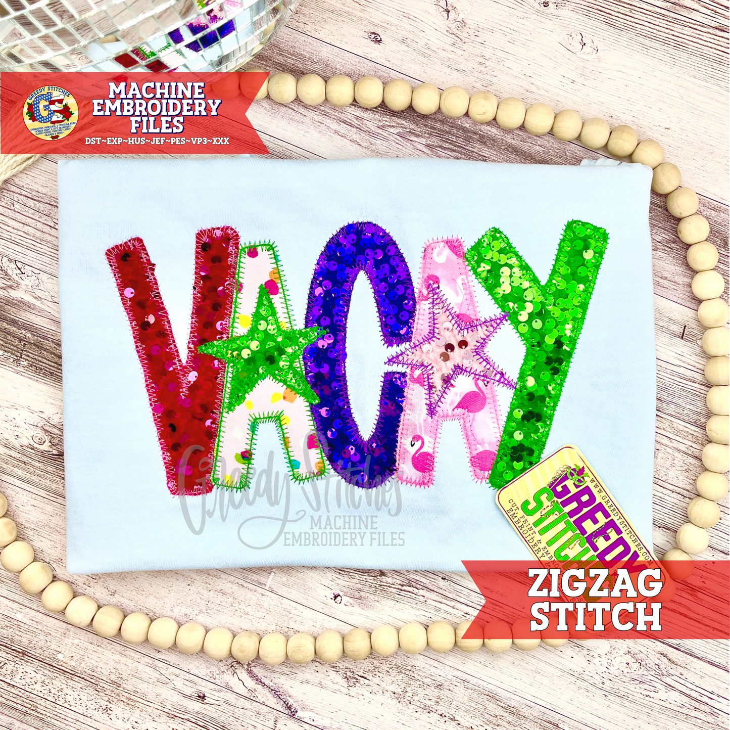 Vacay Zigzag Applique Machine Embroidery Design