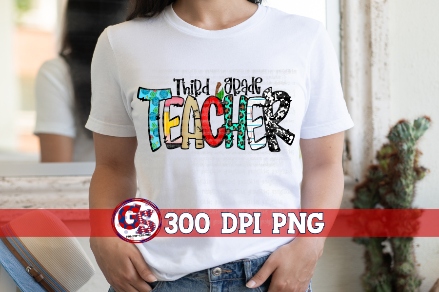 Third Grade Teacher PNG for Sublimation