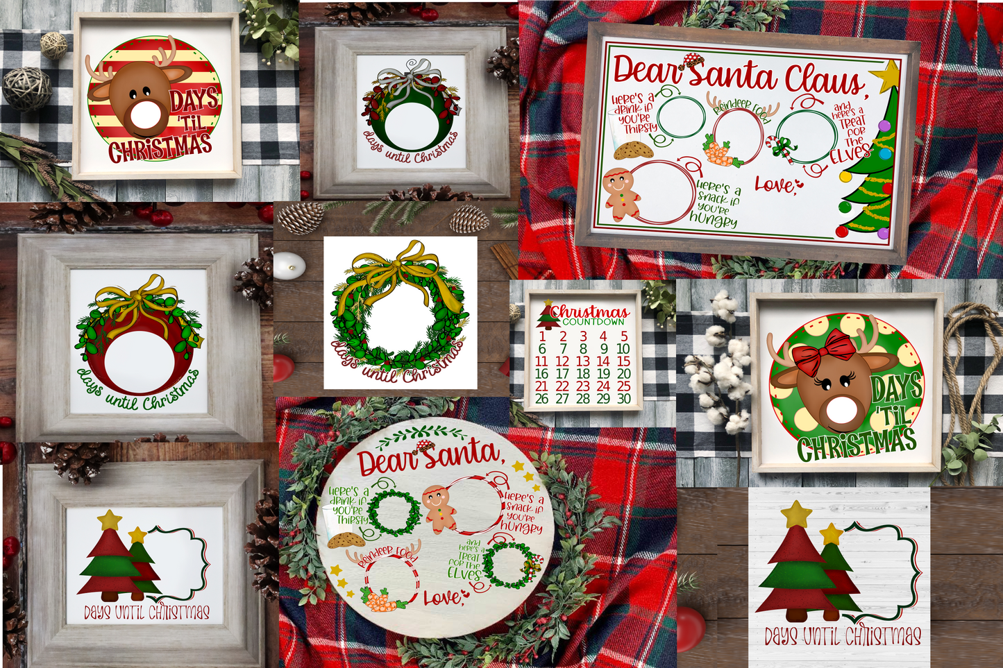 Santa Tray and Christmas Countdown Bundle PNG for Sublimation