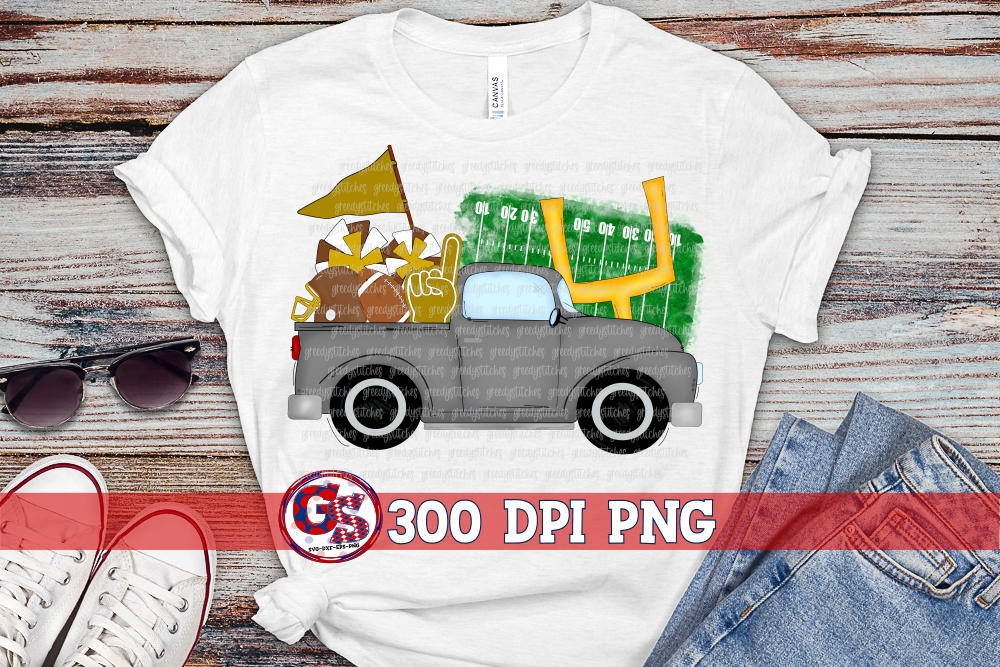 Football Truck Brown Gold PNG for Sublimation