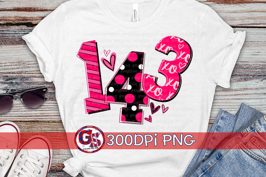 143 Pink PNG for Sublimation
