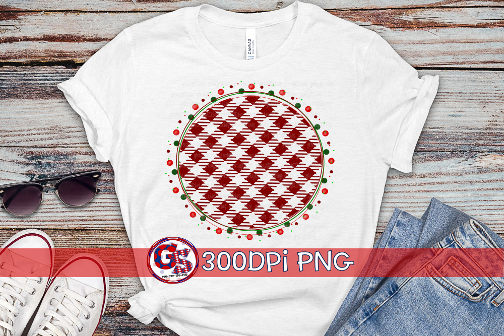 Simple Red Buffalo Plaid Christmas Scatter Medallion PNG for Sublimation
