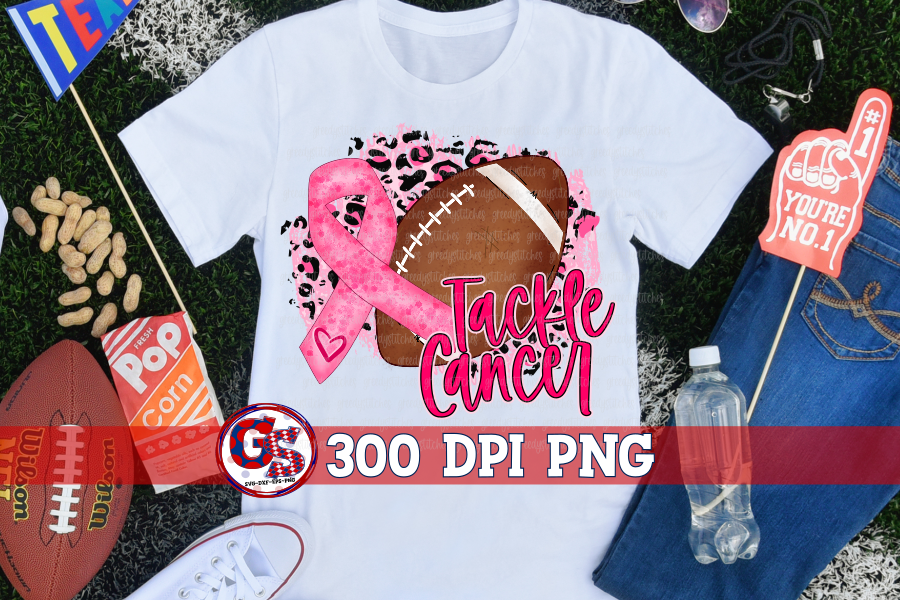 Tackle Cancer Football PNG Sublimation