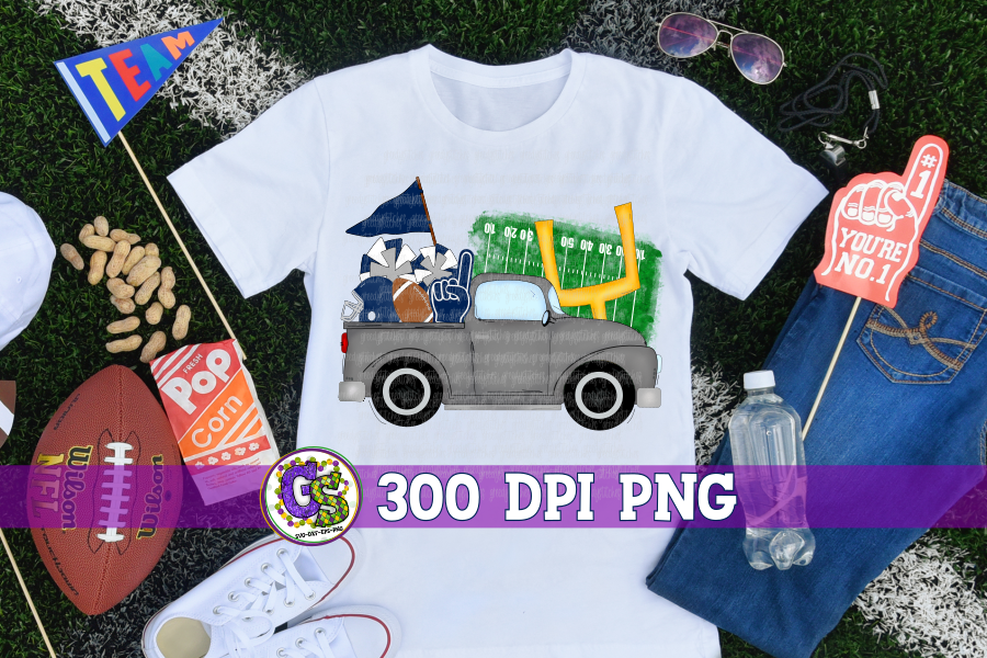 Football Truck Navy Grey PNG for Sublimation