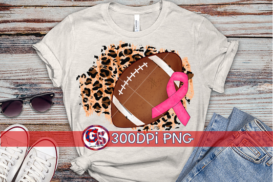Breast Cancer Football Leopard Print PNG Sublimation