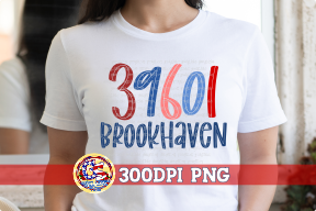 39601 Brookhaven Zip Code PNG for Sublimation