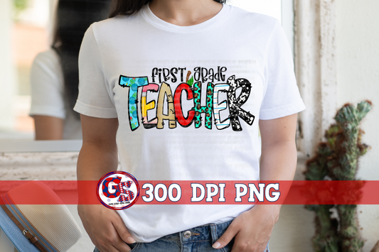 First Grade Teacher PNG for Sublimation