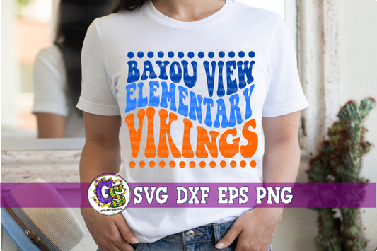 Bayou View Elementary Vikings Groovy Wave SVG DXF EPS PNG