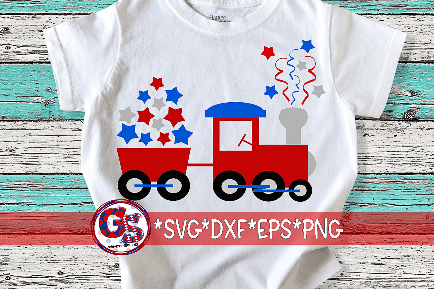 July 4th Patriotic Train SVG DXF EPS PNG