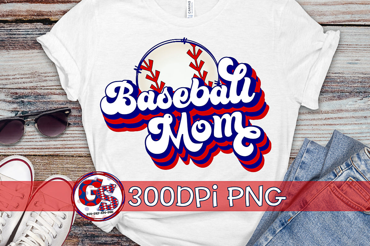 Retro Baseball Mom PNG For Sublimation