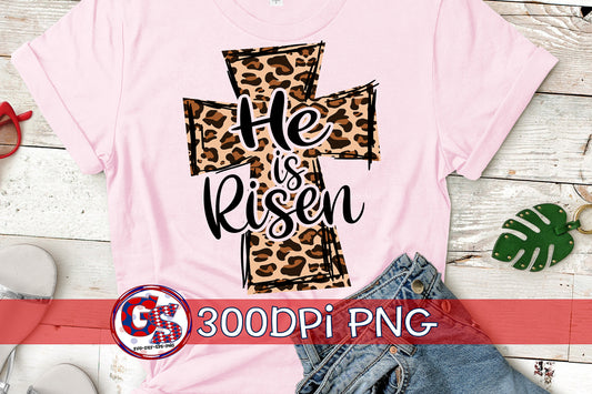 He is Risen Leopard Cross PNG for Sublimation