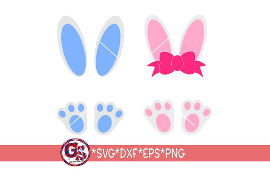 Boy and Girl Bunny Ears and Feet Mini Bundle SVG DXF EPS PNG