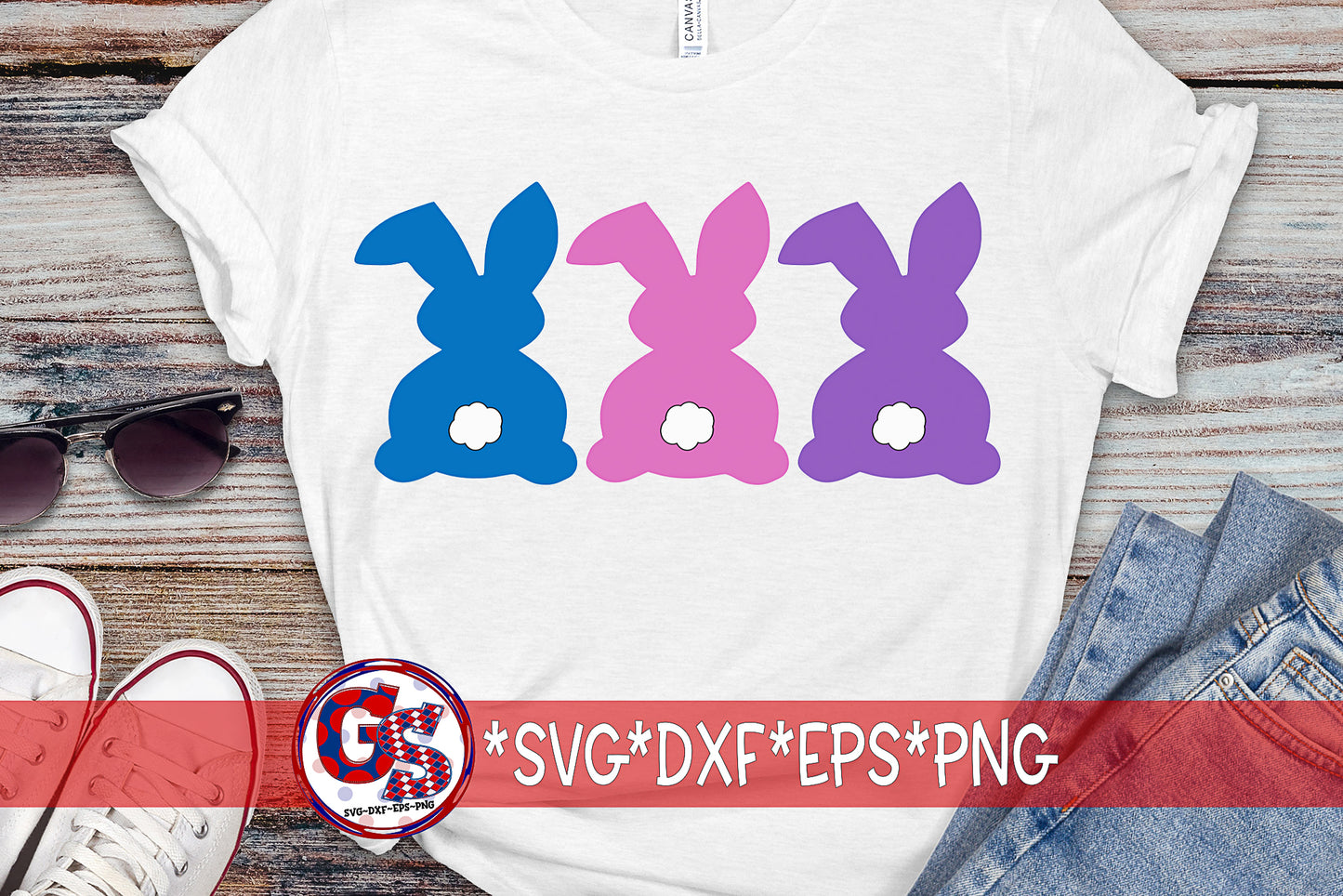 Easter Bunny Trio SVG DXF EPS PNG