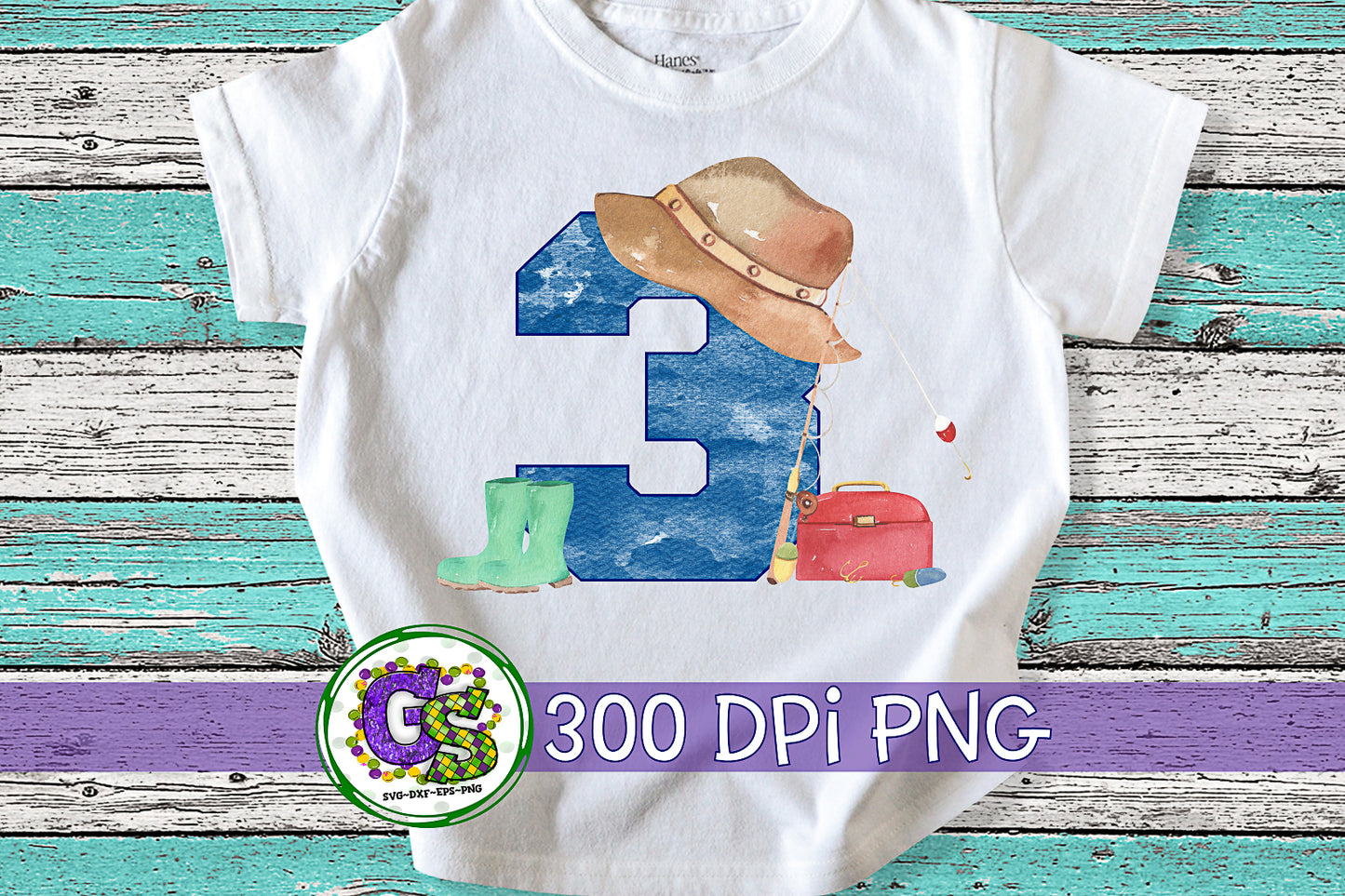 3rd Fishing Birthday PNG for Sublimation