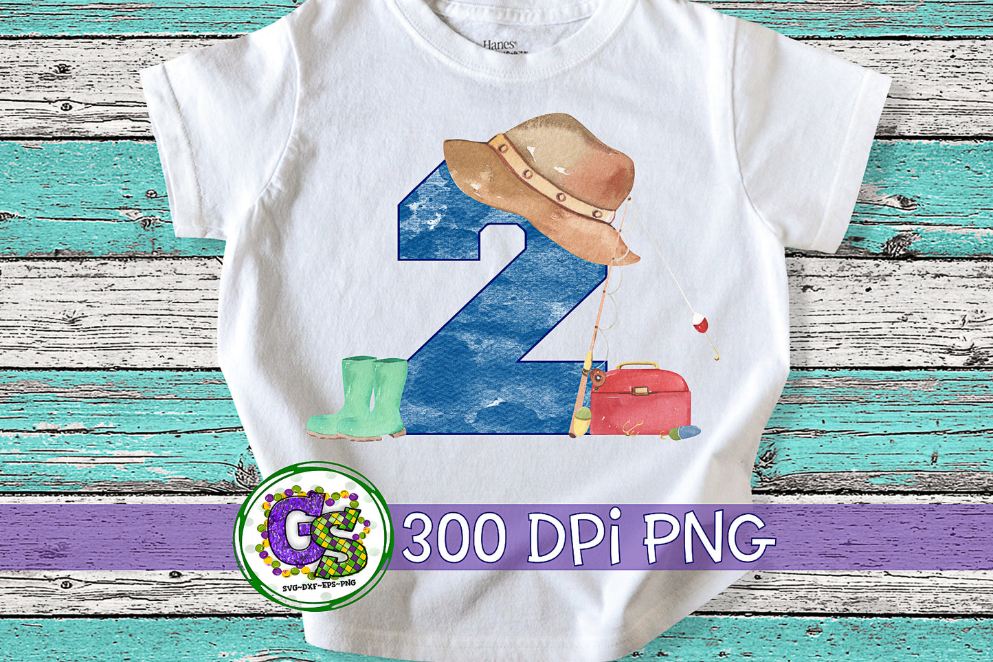 2nd Fishing Birthday PNG for Sublimation