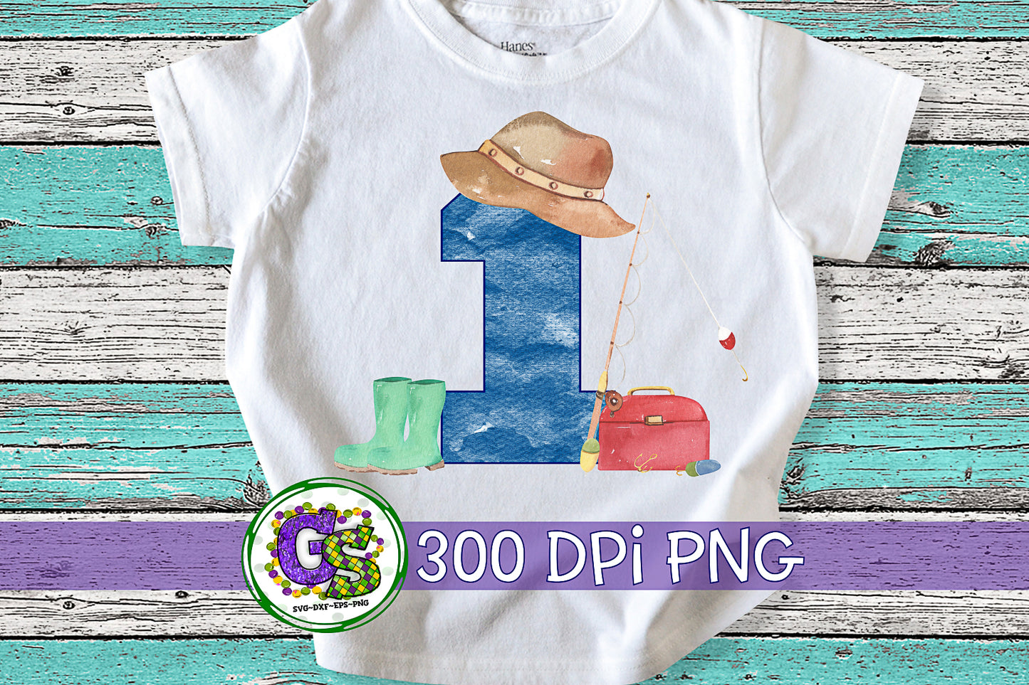 1st Fishing Birthday PNG for Sublimation
