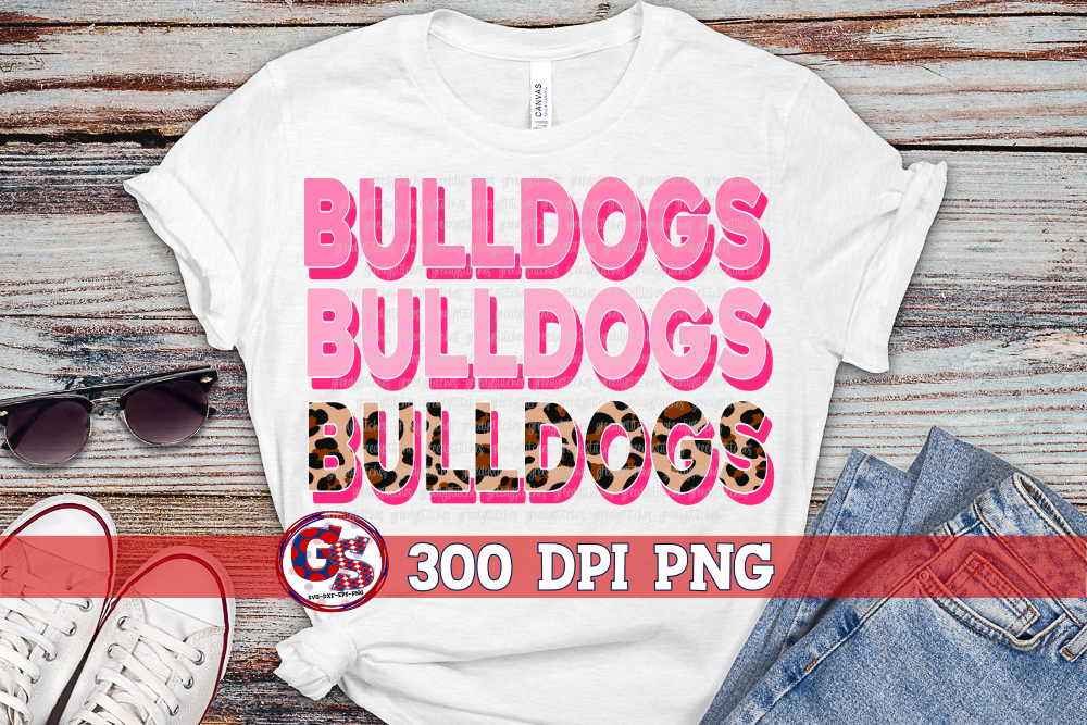 Bulldogs Breast Cancer Awareness Pink Leopard PNG for Sublimation