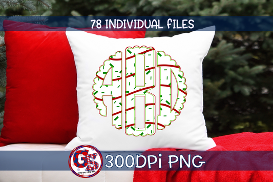 Christmas Tree Scalloped Monogram Set PNG for Sublimation