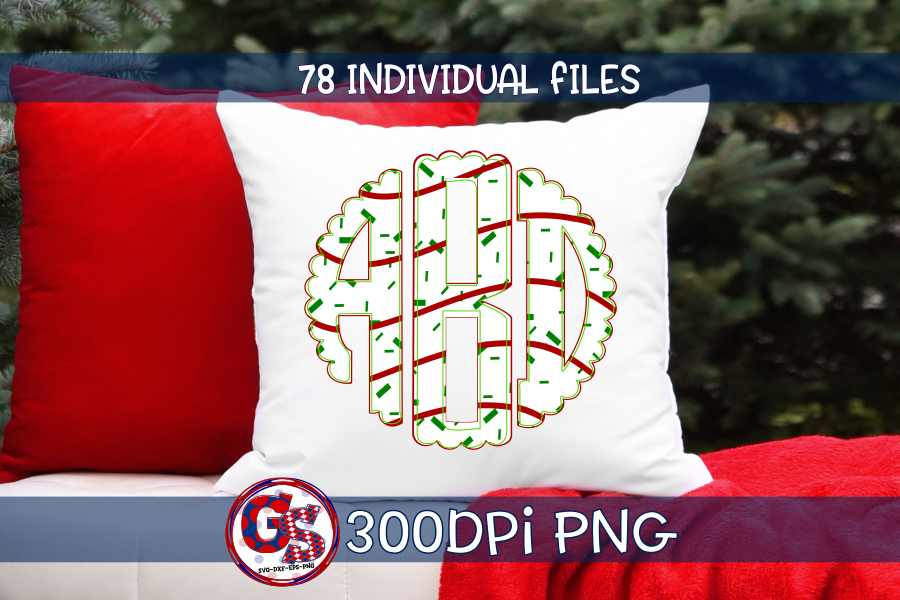 Christmas Tree Scalloped Monogram Set PNG for Sublimation