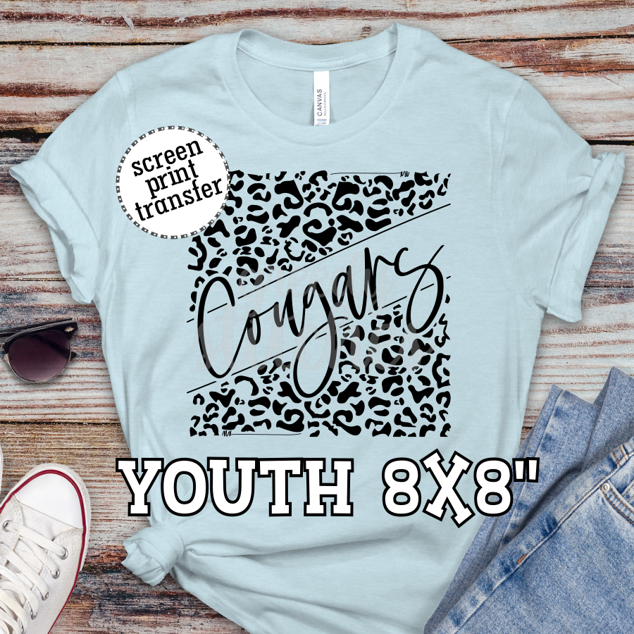 Cougars Leopard YOUTH Screen Print Transfer