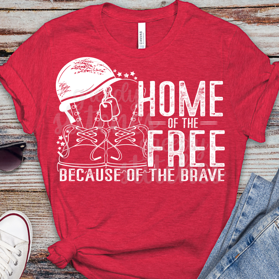 Home of the Free because of the Brave ADULT Screen Print Transfer-July 4th