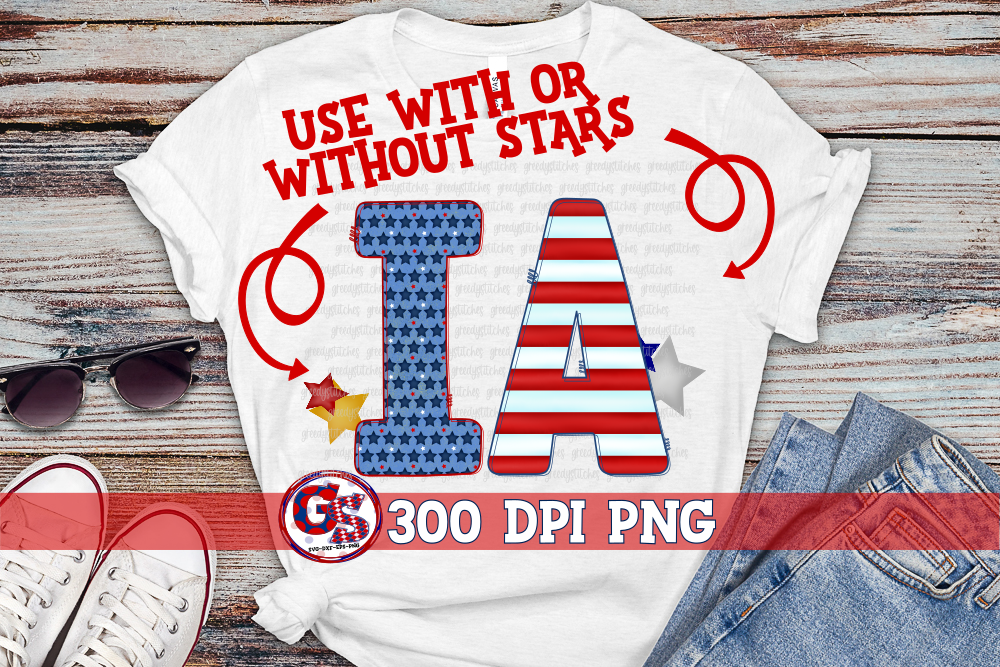 Patriotic Iowa IA PNG for Sublimation