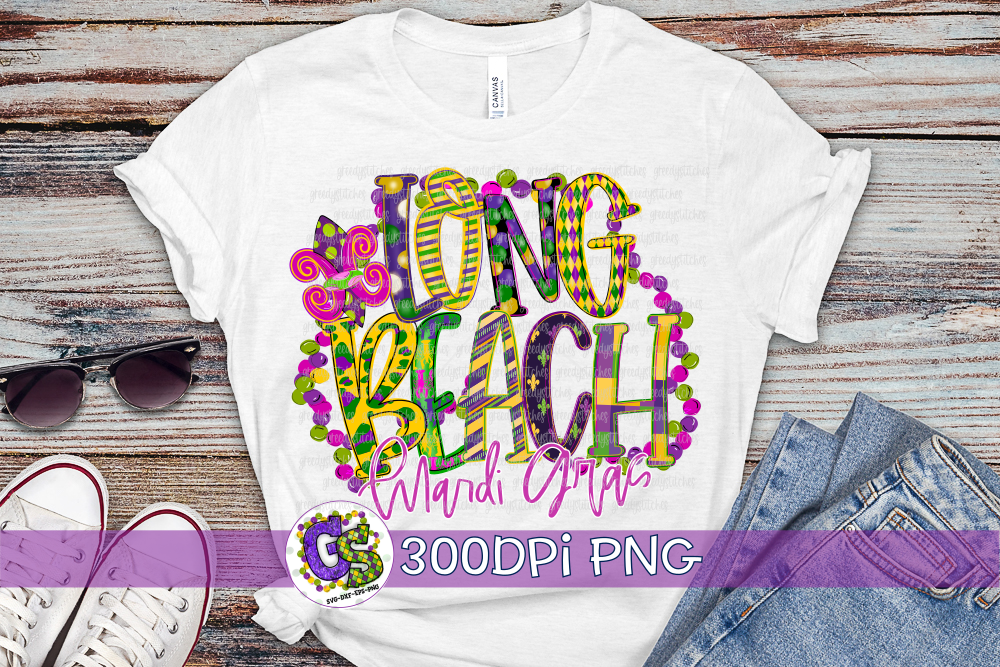 Long Beach Mardi Gras PNG for Sublimation