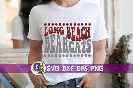 Long Beach Bearcats Groovy Wave SVG DXF EPS PNG