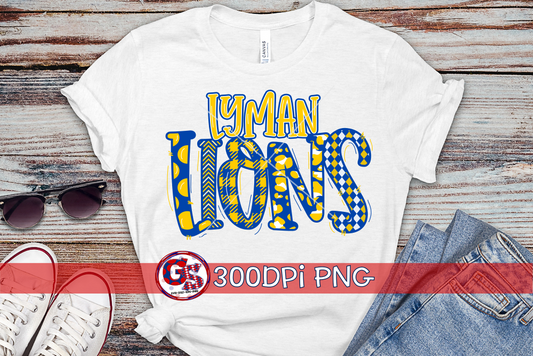 Lyman Lions word art PNG for Sublimation