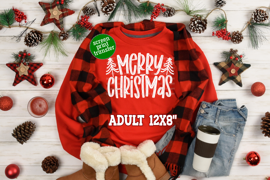 Merry Christmas ADULT Screen Print Transfer