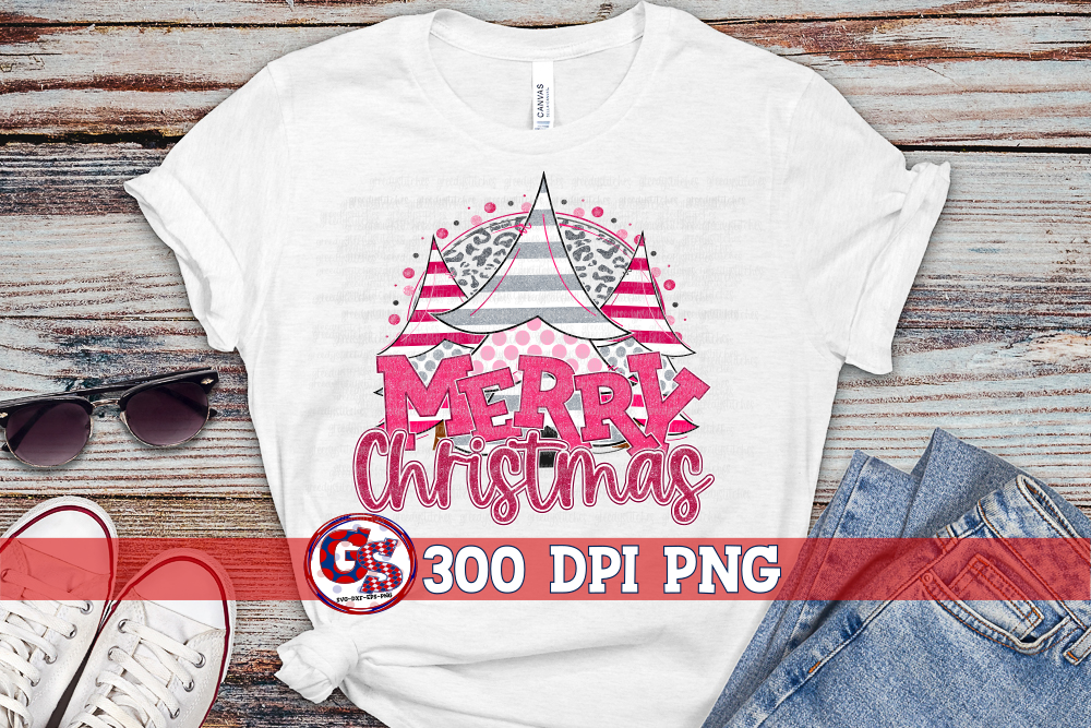Pink Merry Christmas Trees PNG for Sublimation