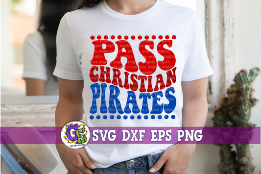 Pass Christian Pirates Groovy Wave SVG DXF EPS PNG