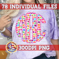 Scalloped Rainbow Leopard Monogram Set PNG for Sublimation