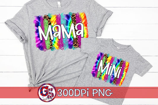 Mama and Mini Tie Dye Brush Strokes Set PNG for Sublimation