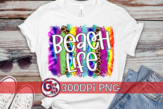 Beach Life Tie Dye Brush Strokes for Sublimation