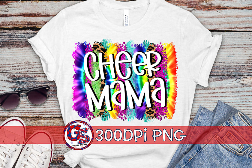 Cheer Mama Tie Dye Brush Strokes PNG for Sublimation